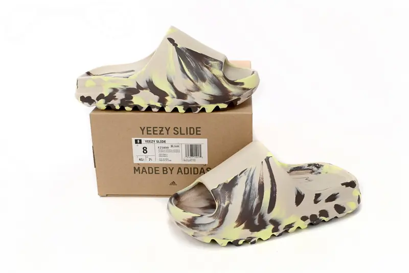 Adidas Yeezy Slide Enflame Oil Painting Ink Yellow STYLE-FZ5899(3)