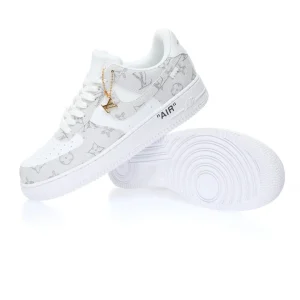 Nike AIR FORCE 1 X LOUIS VUITTON BLANCHE GRISE(1)