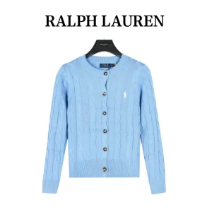 Femme Ralph Lauren Pull Blanche Pony Veste cardigan pull Button Blue