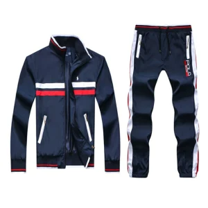 Polo Ralph Lauren - Ensemble de survêtement à bandes sur les côtés logo pantalons Bleue