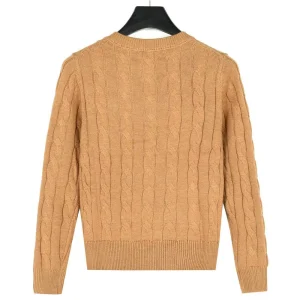 Ralph Lauren Pull Blanche Pony Veste cardigan pull Button abricot pour femme(2)