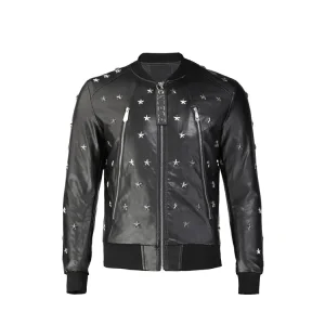 Philipp Plein Veste Leather Bomber star