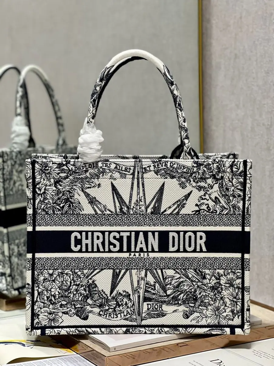 Sac A Main Dior Tote Bag Bayadere Blanc