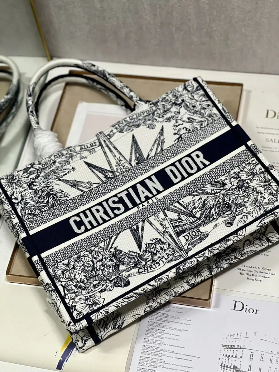 Sac A Main Dior Tote Bag Bayadere Blanc(8)