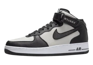 Stussy x Nike Air Force 1 Mid Blanc Noir SKU-DJ7840-002.webp