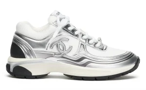 Chanel White Silver CC Logo Flat Runner Trainer Sneaker SKU-G39792-Y56368 -K5451.webp