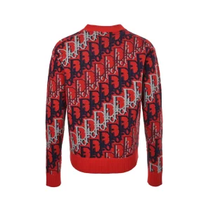 Dior Pull Oblique Sweater Red Wool Jacquard STYLE-683M688A2026_C385(2).webp