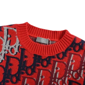 Dior Pull Oblique Sweater Red Wool Jacquard STYLE-683M688A2026_C385(3).webp