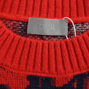 Dior Pull Oblique Sweater Red Wool Jacquard STYLE-683M688A2026_C385(4).webp