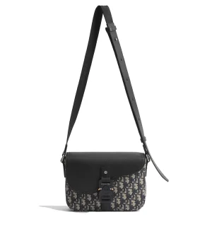 Saddle Messenger Bag with Flap Beige Black Oblique Jacquard STYLE-1ADPO049YKS_H27E(1).webp