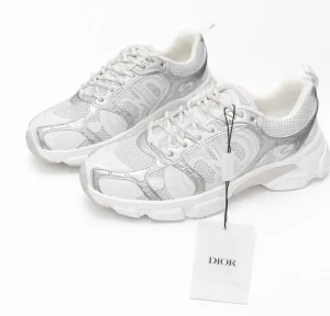 Dior Chrono Sneaker Blanche Mesh with Silver STYLE-KCK473TXX_S46W.webp