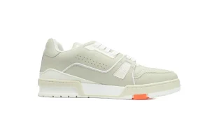 Louis Vuitton Grey White Orange Leather Trainers STYLE-1A5A0S(1)