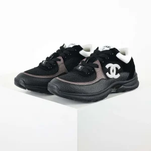 Chanel CC Logo Runner Sneakers Noir Brown STYLE-G38299-Y55720-K3845(1)
